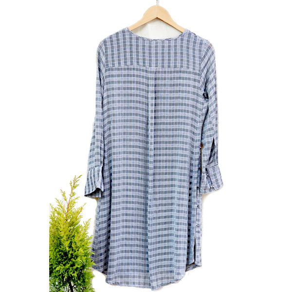 Kirgiti's ' Cotton and Hand Embroidered Black Checkered Button Style Tunic cum Dress - image 3
